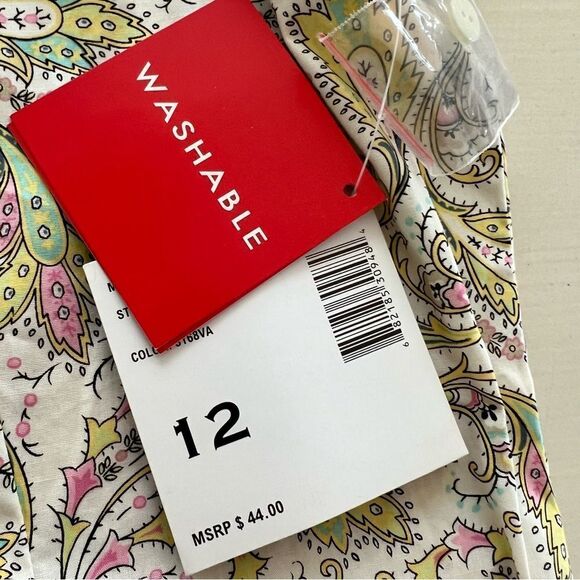 Oscar de la Renta Paisley Print Short Sleeve Button Down Shirt Size 12 NWT - Picture 4 of 8